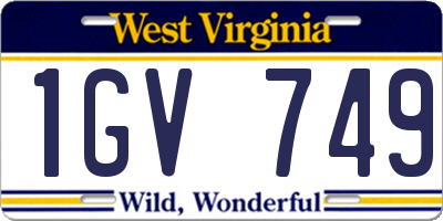 WV license plate 1GV749