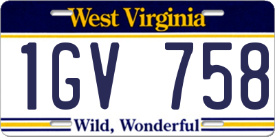 WV license plate 1GV758