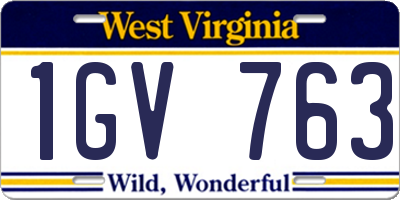 WV license plate 1GV763