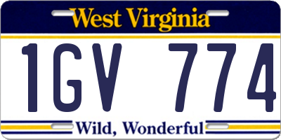 WV license plate 1GV774