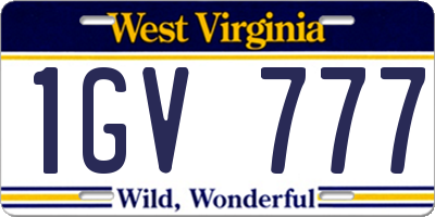 WV license plate 1GV777