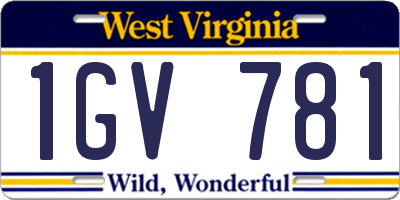 WV license plate 1GV781
