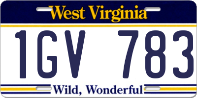 WV license plate 1GV783