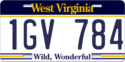 WV license plate 1GV784