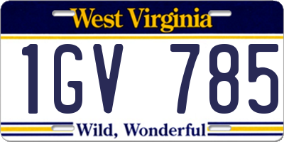 WV license plate 1GV785