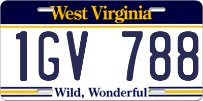 WV license plate 1GV788