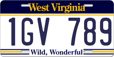 WV license plate 1GV789