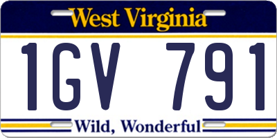 WV license plate 1GV791