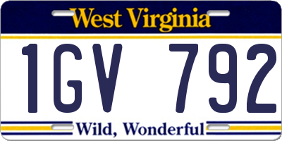 WV license plate 1GV792