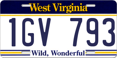 WV license plate 1GV793