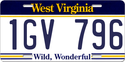WV license plate 1GV796