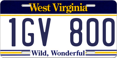 WV license plate 1GV800