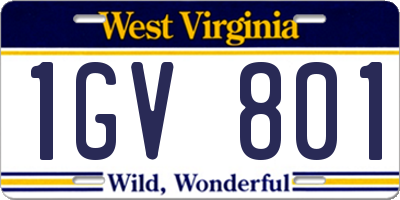 WV license plate 1GV801