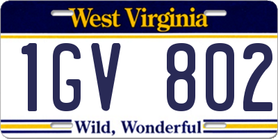 WV license plate 1GV802