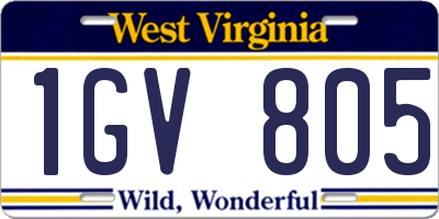 WV license plate 1GV805