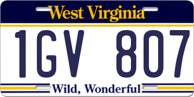 WV license plate 1GV807