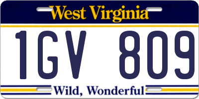 WV license plate 1GV809