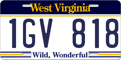 WV license plate 1GV818