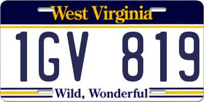 WV license plate 1GV819