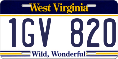 WV license plate 1GV820
