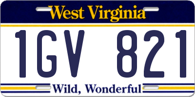 WV license plate 1GV821