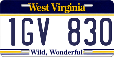 WV license plate 1GV830