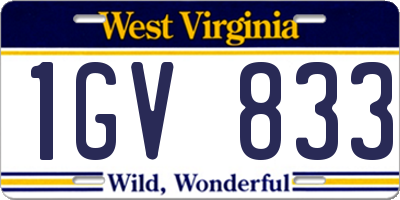 WV license plate 1GV833