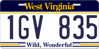 WV license plate 1GV835