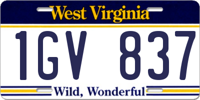 WV license plate 1GV837
