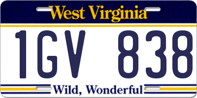 WV license plate 1GV838