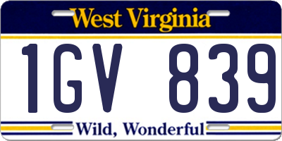 WV license plate 1GV839