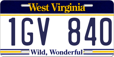 WV license plate 1GV840