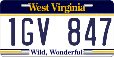 WV license plate 1GV847