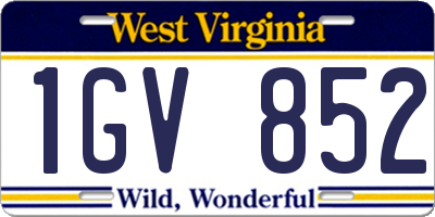 WV license plate 1GV852