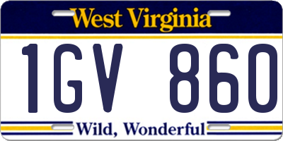 WV license plate 1GV860