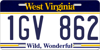 WV license plate 1GV862