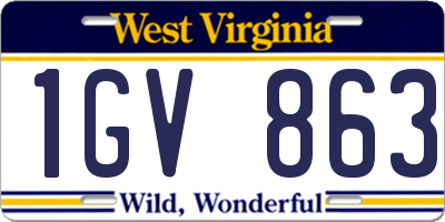 WV license plate 1GV863