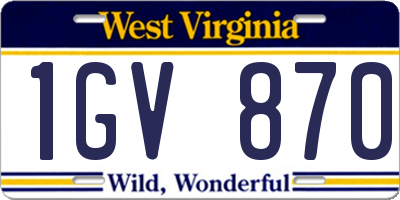 WV license plate 1GV870