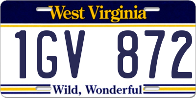 WV license plate 1GV872