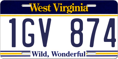 WV license plate 1GV874