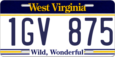 WV license plate 1GV875