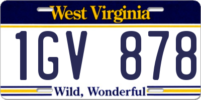 WV license plate 1GV878