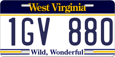 WV license plate 1GV880