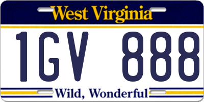 WV license plate 1GV888
