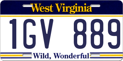 WV license plate 1GV889