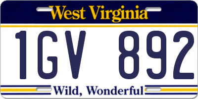 WV license plate 1GV892