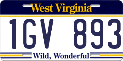 WV license plate 1GV893