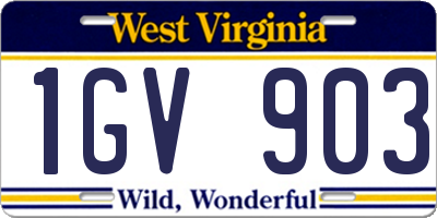 WV license plate 1GV903