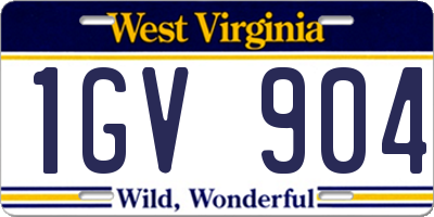 WV license plate 1GV904