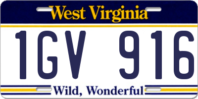 WV license plate 1GV916